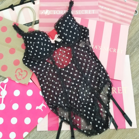Victoria's Secret Vintage Sexy Little Things Polka Dot Ruffle Mesh Lingerie NWT - Picture 7 of 14